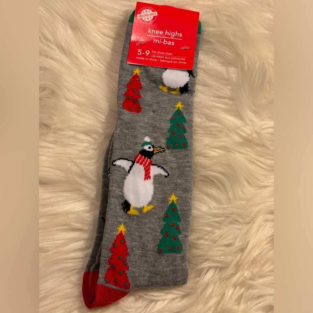 Christmas Penguin Long Socks